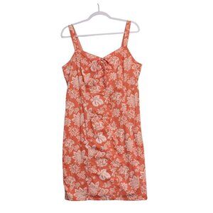 Y2K Dress Size 12 Floral Tropical Beach Hawaiian Resortwear Retro Lace Up Cotton